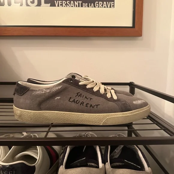 Saint Laurent Logo Sneakers size 42.5 lightly worn - Picture 2 of 2